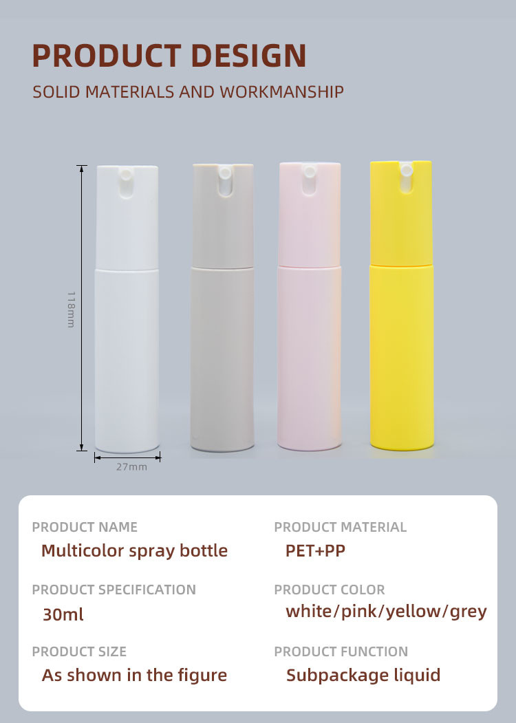 Travel Moisture Nano Fine Mist Spray Bottles 30ml PP Spray Pump Bottle For Skincare
