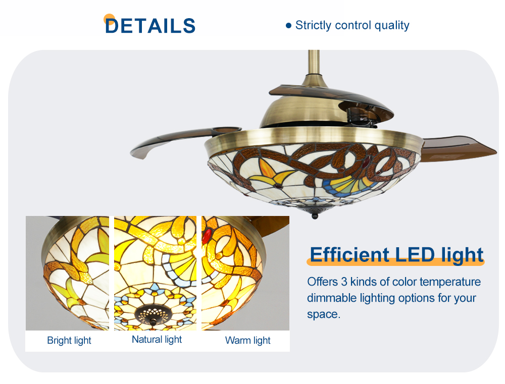 Midcentury Design 1stshine LED Ceiling Fan Remote Control and Hidden Blades 10 Year Motor