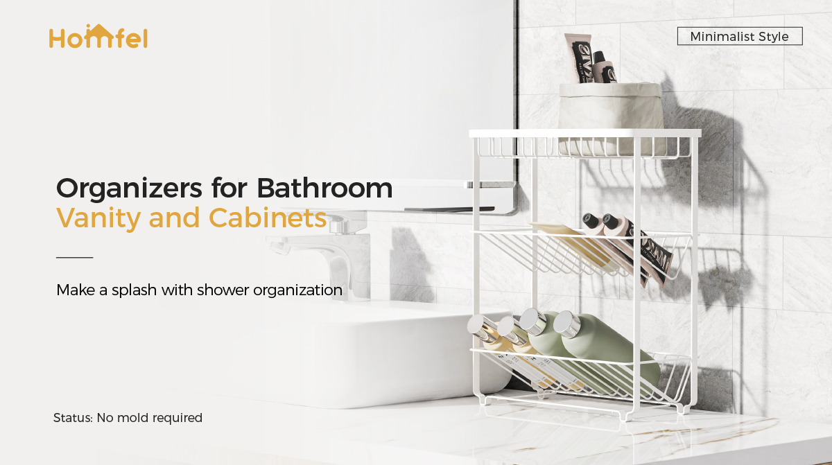 Metal Bathroom Inside Cabinet Shelf Basket Rack For Modern Household Organization