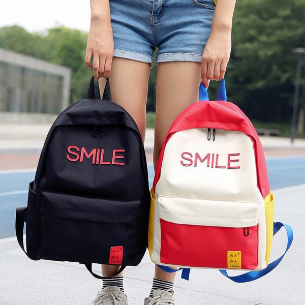 Large capacity men and women street shot stitching color backpacks fashion