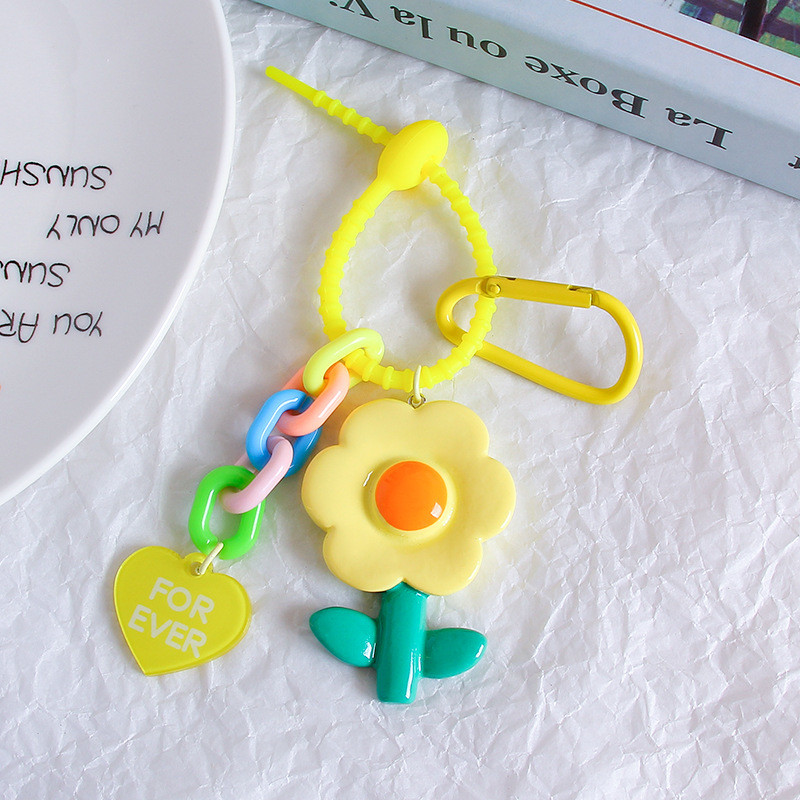 Flower Cartoon Silicone Pendant Keychain Charms Pendan Key Ring for Purse Handbag