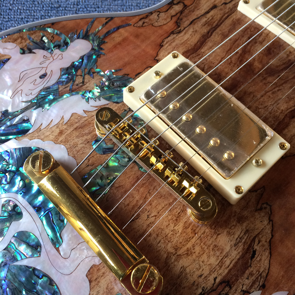 New high-quality custom LP electric guitar, Abalone Dinosaur inlaid fingerboard & body custom LP Electric guitar, free s