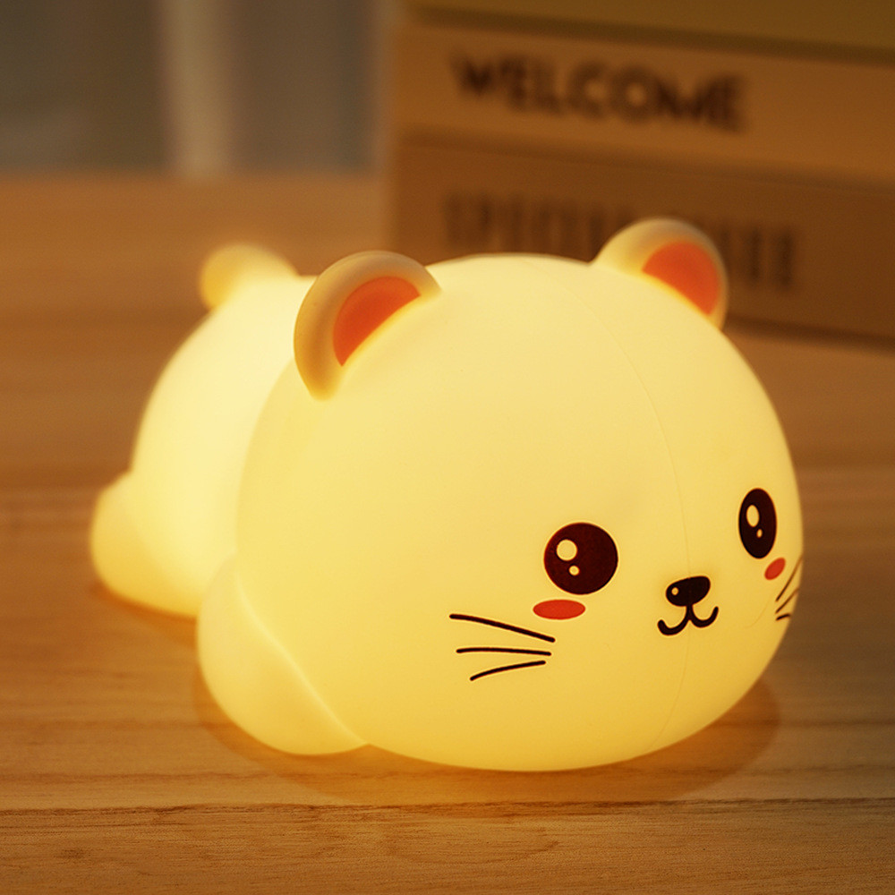 Night Light For Kids Cute Silicone Puppy Night Light With 2 Levels Of Brightness 7 Colors Kawaii Touch Lamp For Bedroom