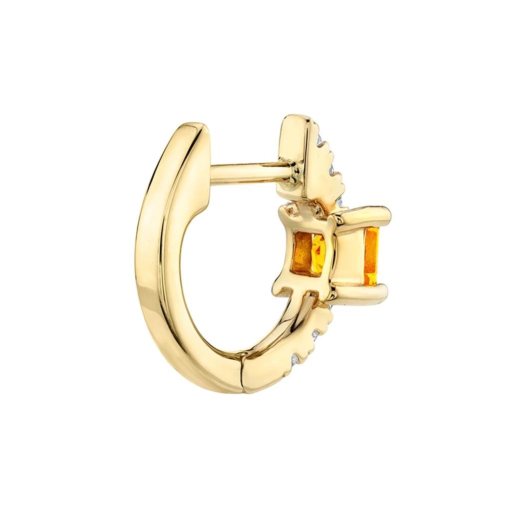 925 Sterling Silver Mini Gold Plated Baguette Hoop Huggie Earrings For Women Jewelry