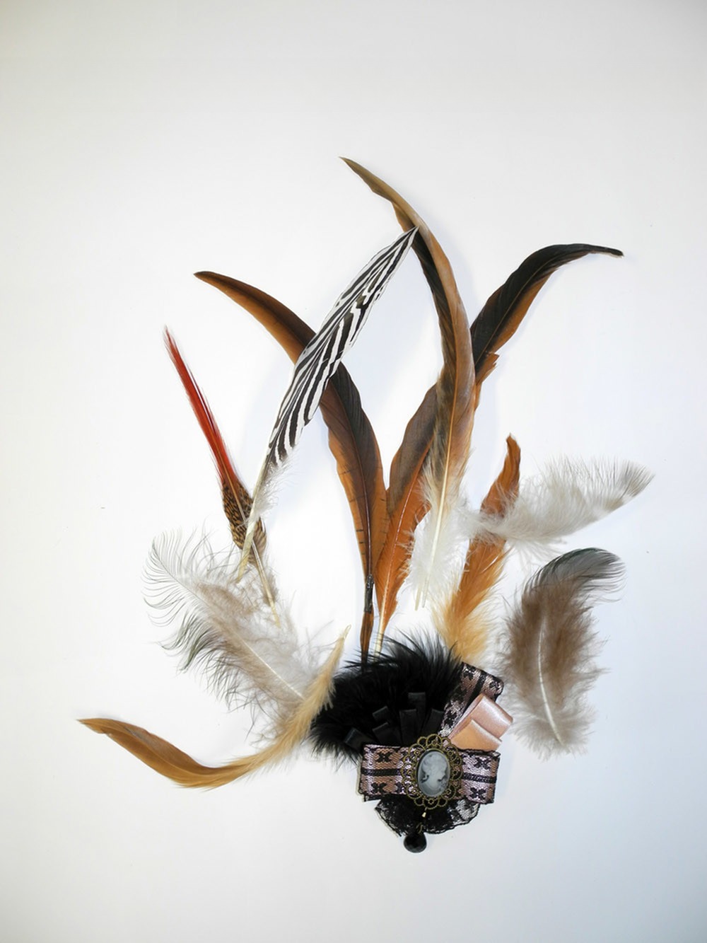 10x40cm Hat Decoration Feather Brooch Pin , Feather Hat Pin With Accessory