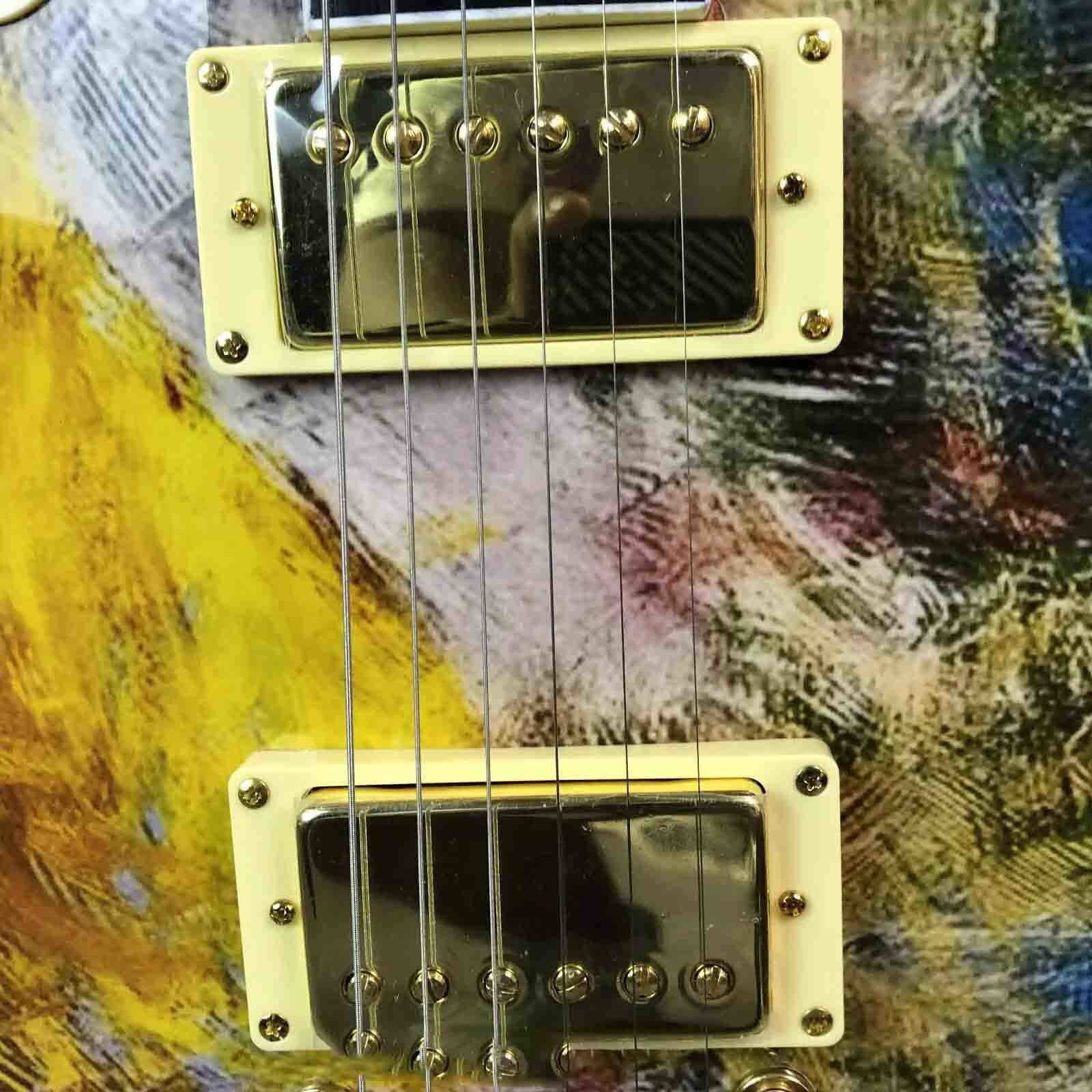 Custom GB LP Style Handpaint Electric Guitar with 2H pickup Gold Hardware Mahogany Body