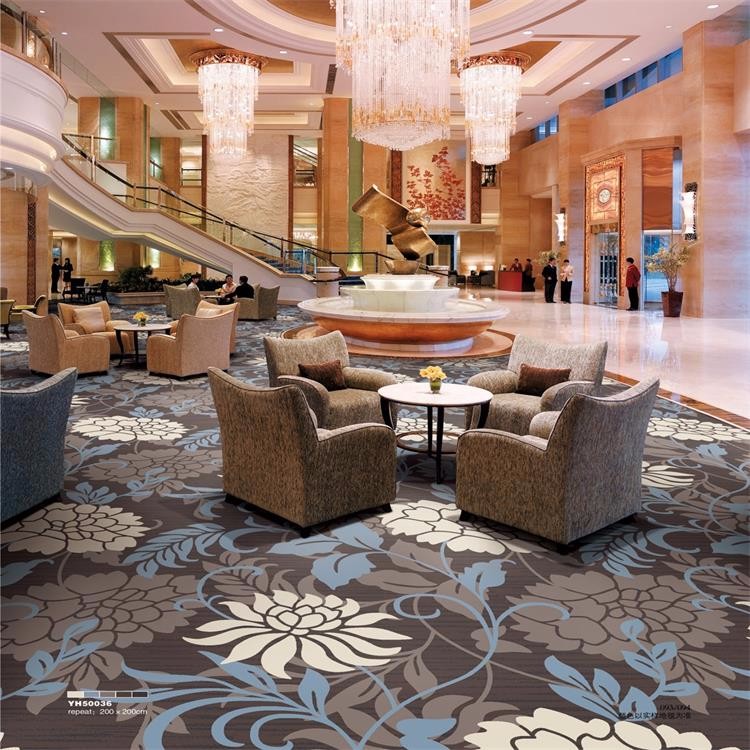 80%Chinese wool 20%nylon dark color jacquard hotel decorative carpet