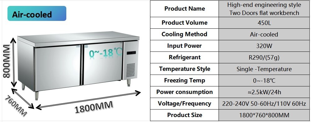 450L 2 Door Commercial Freezer Bar Commercial Stainless Steel Fridge Freezer