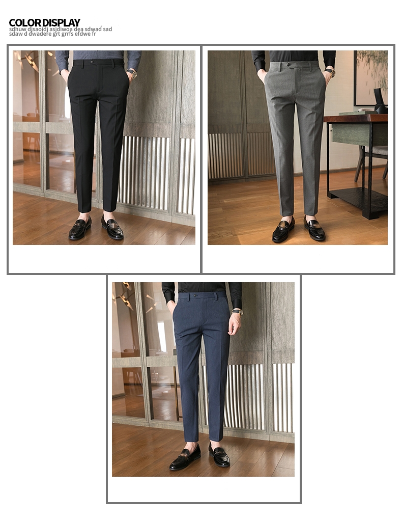 Button Decoration Winter Business Trousers for Men Quantity 200 Design Slim Fit Style