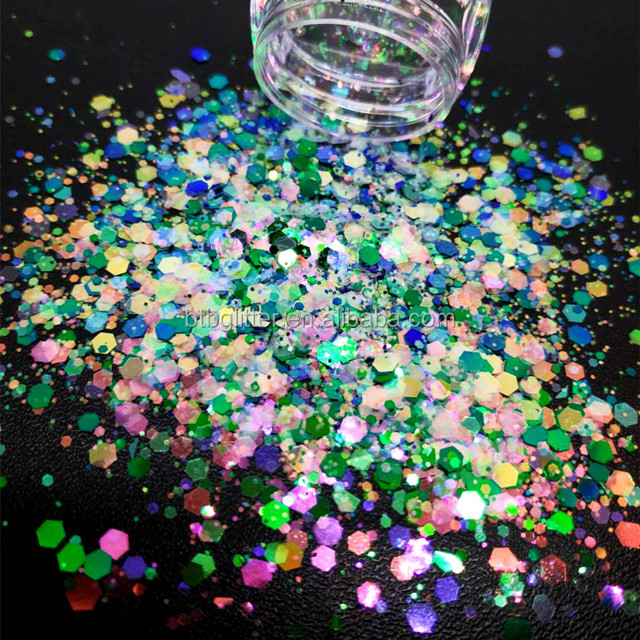 1 color Die cutting printing Chunky Glitter Shape Glitter Colorful Bright Chunky Mix