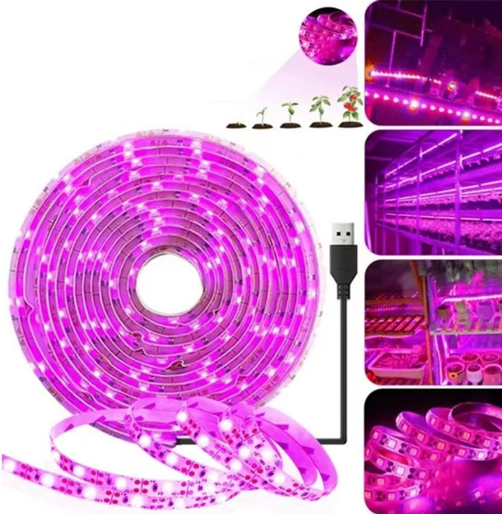 5V PLANT LED Grow Light Strips,Waterproof Full Spectrum Plant Grow Light, USB 16ft 300LEDs