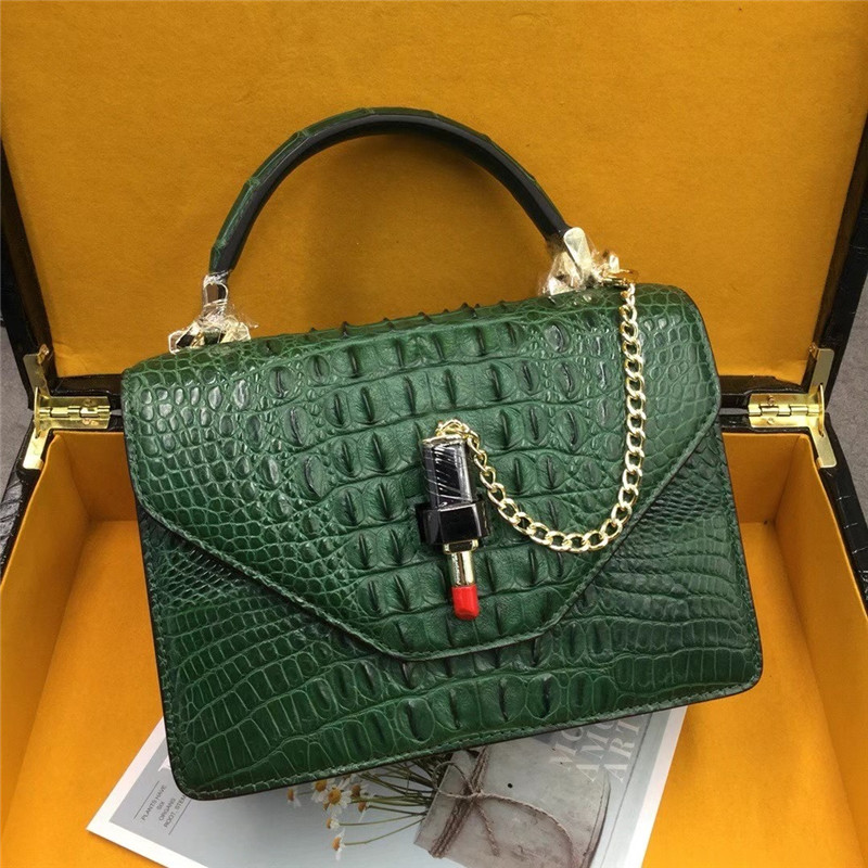 Authentic Real Crocodile Skin Lady Purse Genuine Alligator Leather Women Single Cross Shoulder Bag Female Small Handbag