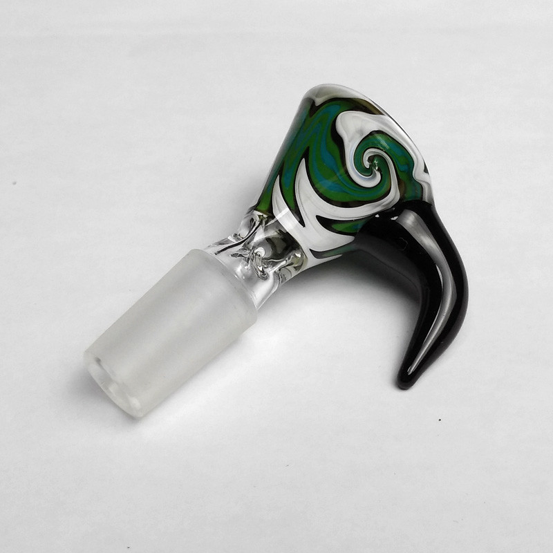 Heady Colored Glass Smoking Water Pipe Bowl With Handle Beautiful Slide