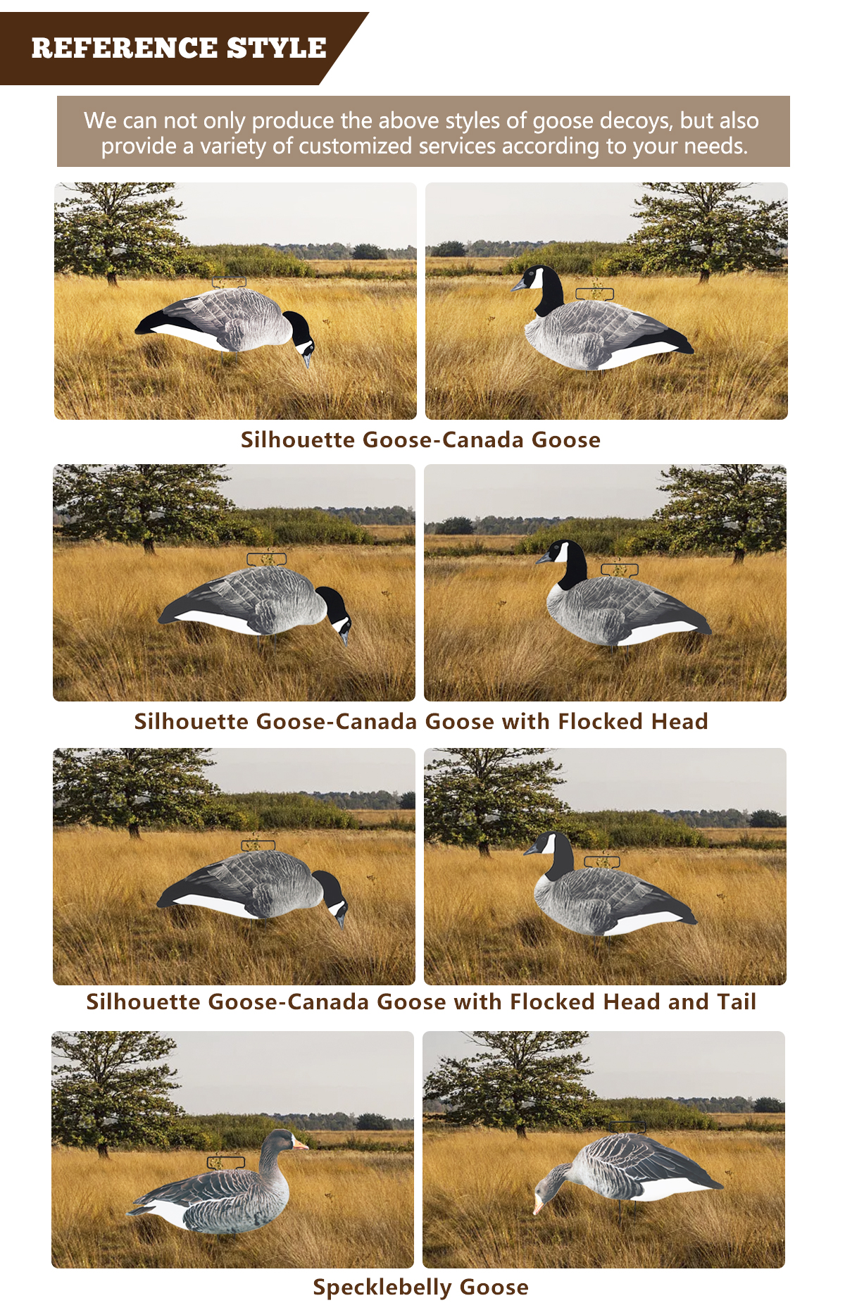 Anti Reflective Plastic GOOSE Hunting Decoy PP Silhouette Branta Canada Goose Decoys