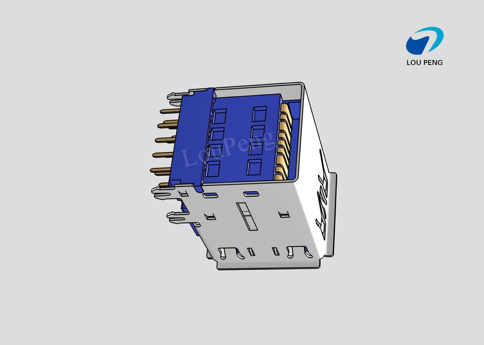 3.0MM USB A TYPE 18PIN FEMALE 90 ° DOUBLE DECK Gold-Plated