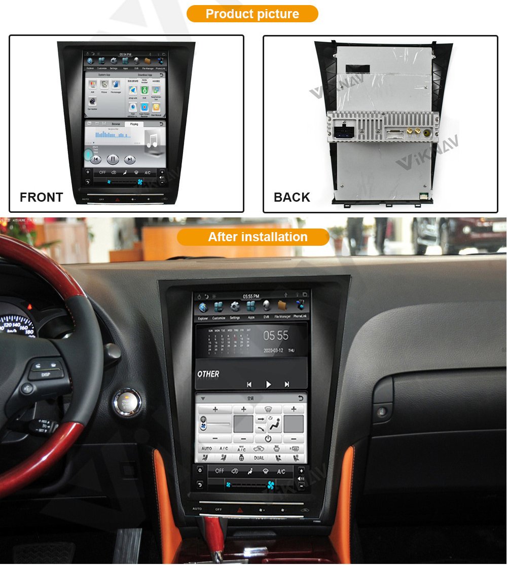 12.1 inch 12V Android Car Stereo For Lexus GS300 GS460 GS450 GS350