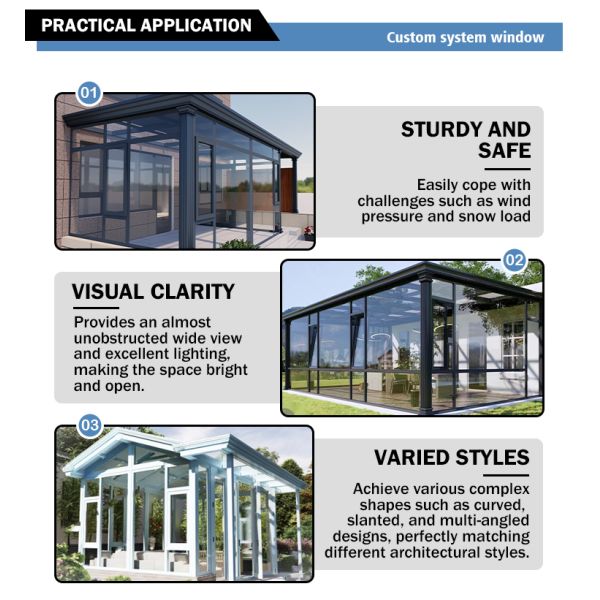 Retractable Aluminum Conservatory Sunroom Window Making Materials Laminated Impact-Resistant Glass Waterproof Windproof 5-Year