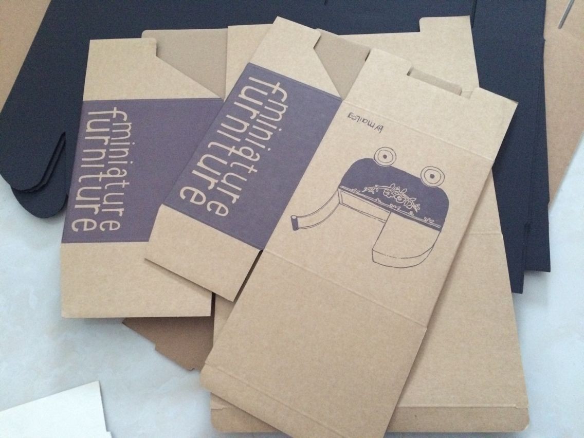 Customized flat packed packaging box corrugated cardboard paper box for miniature funiture