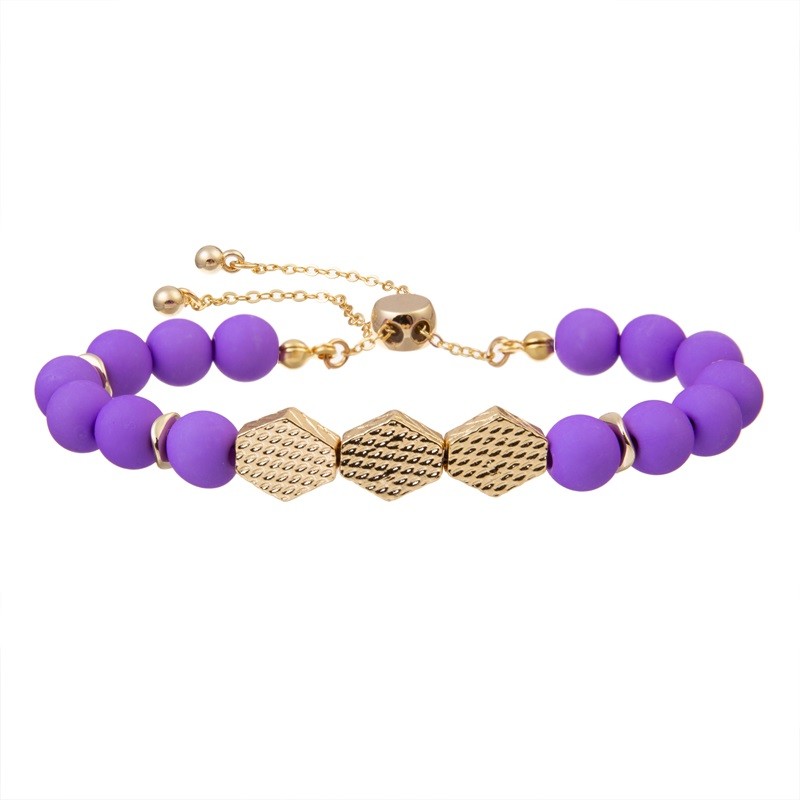 Leopard Print Round Beads With Gold Metal Beads Bracelet Adjustable Girl Gift