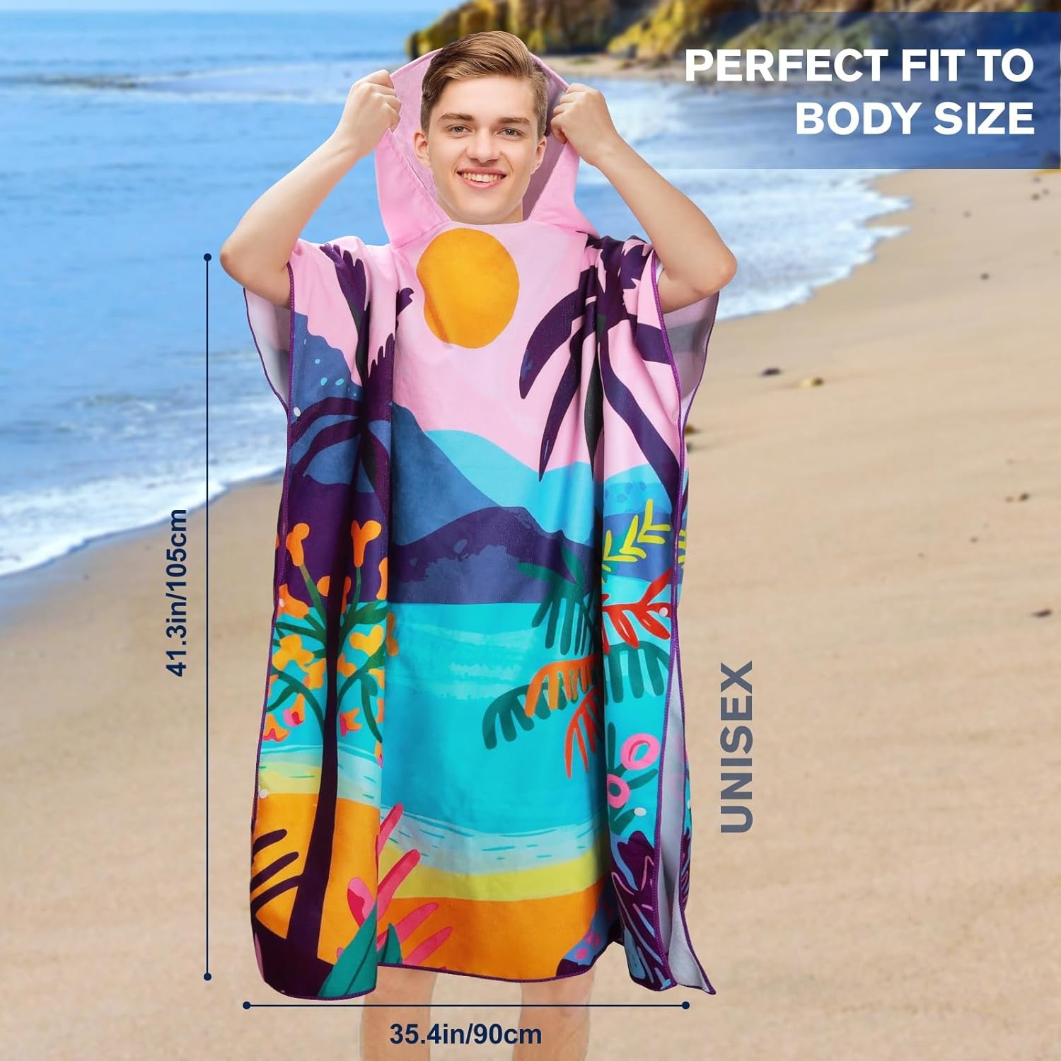 Lightweight Microfiber Poncho Towel In Vibrant Colors For Adult Summer Comfort