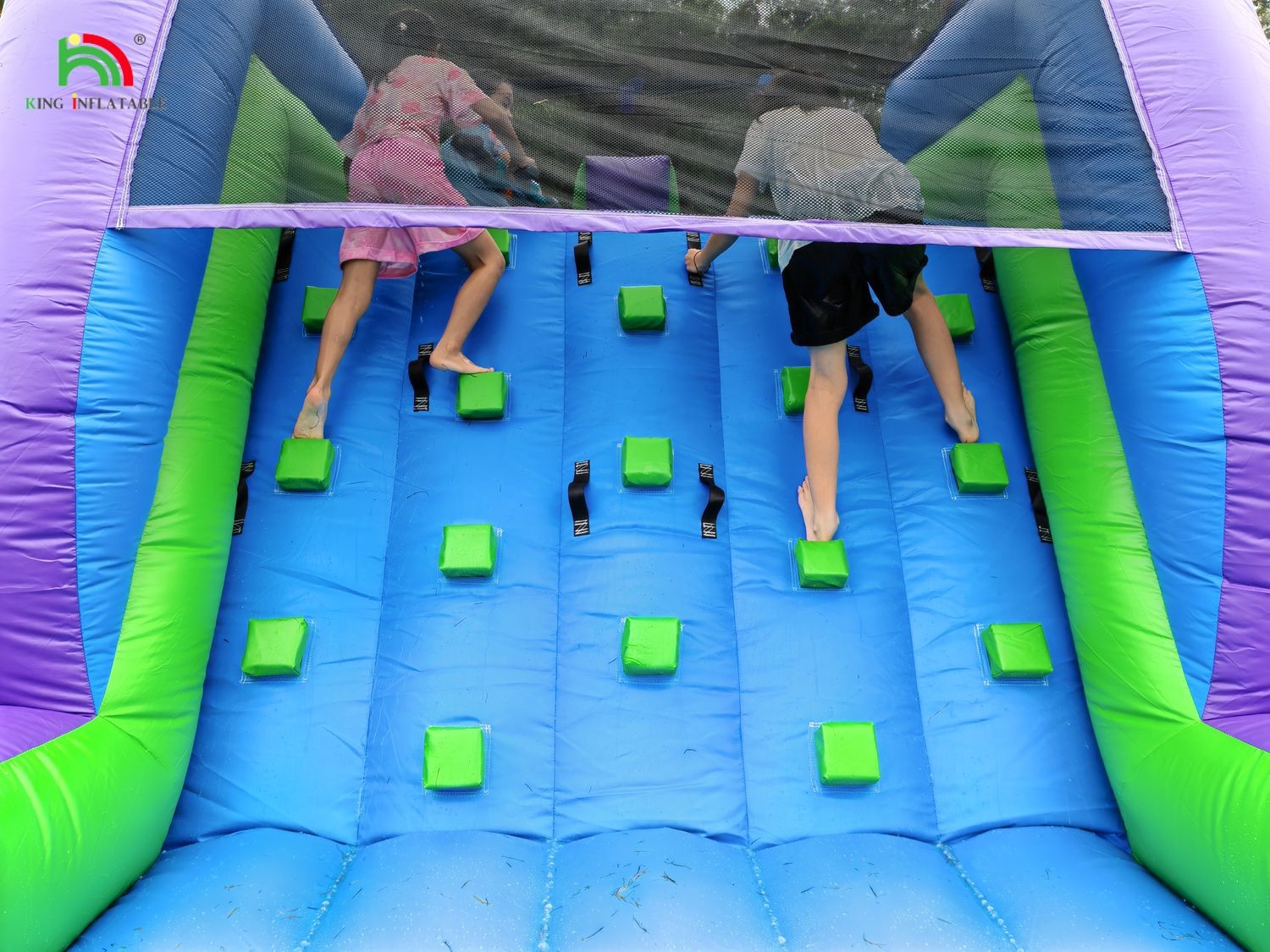 Double Lane Inflatable Water Slide Combo With Pool Obstacle To Climb Inflatable Pool Slides