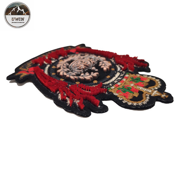 Exquisite Crown Custom 3d Patches , Large Custom Embroidered Patches For Pants