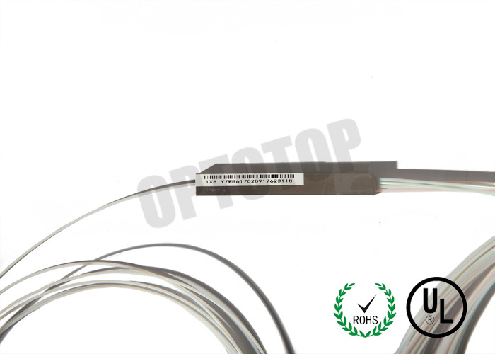0.9 mm White 1 X 8 Fiber Optic PLC Splitter 1260 ~ 1650NM UL ISO Listed