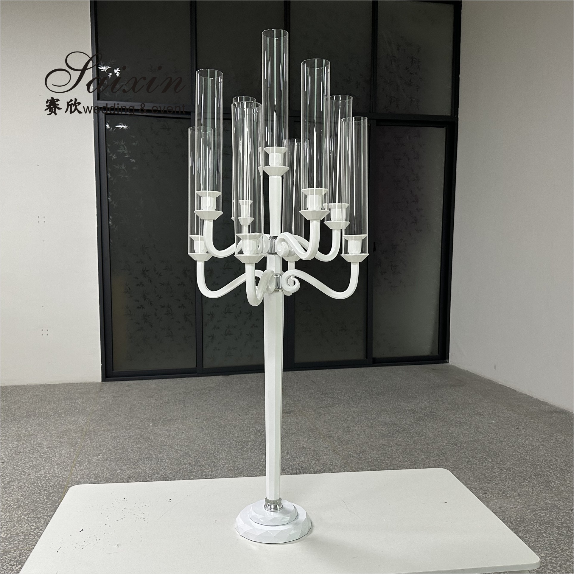 ZT-271B Wedding Party Tall Black 9 Arms Candlestick Holders For Wedding Table Centerpiece