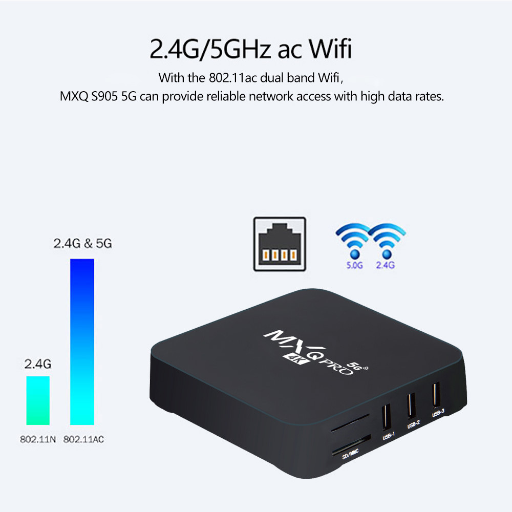 MXQ Pro Android 7.1 smart TV Box 2GB RAM 16GB ROM Amlogic S905W Chip 2.4G 5G WiFi 4K Google Youtube Media Player MXQ Set