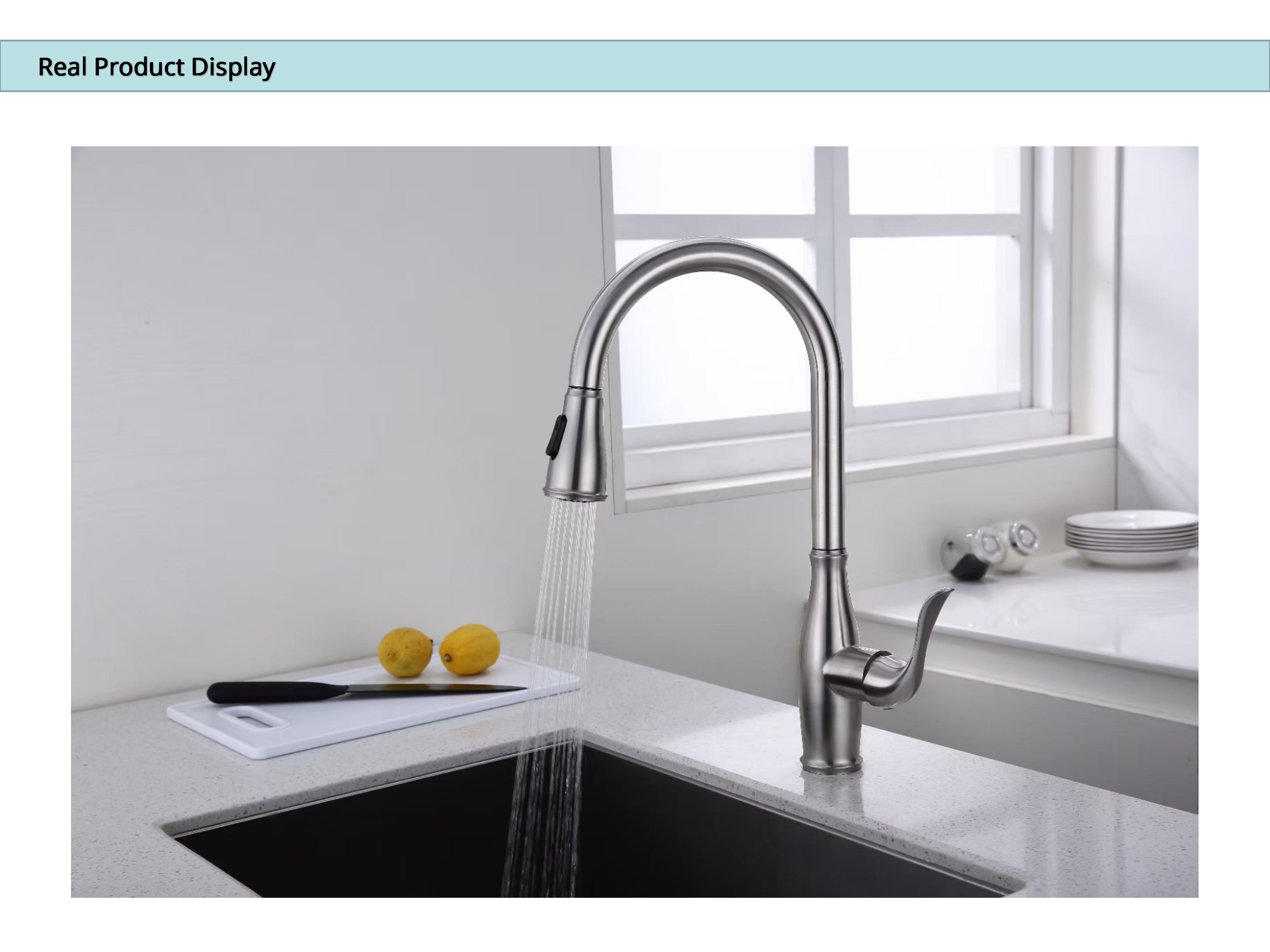 SUS304 Stainless Steel Touch Sensor Kitchen Faucet Gooseneck Spout DC6V