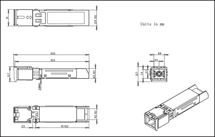 WDM 1310nm / 1550nm SFP Transceiver Module 40KM PIN Receiver Hilink Brand