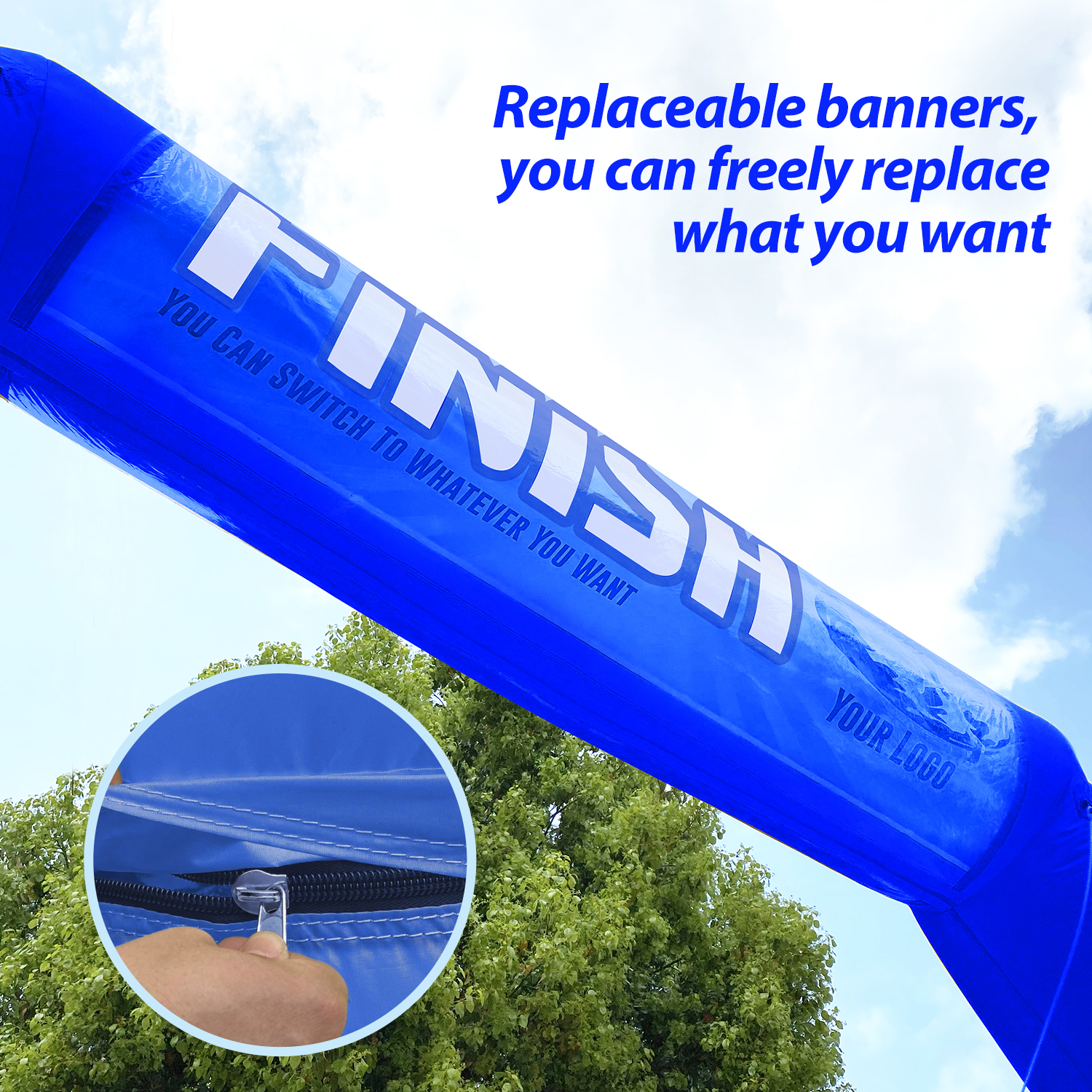 Blue 20ft Inflatable Archway Event Arch Entrance Finish Line Inflatable Race Advertising Arch for Marathon