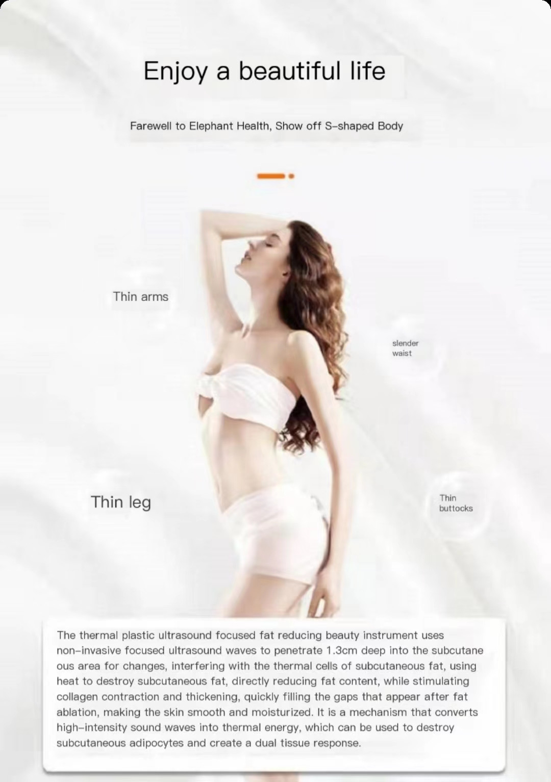 Liposonic Ultrasound HIFU Beauty Machine 0.8cm 1.3cm Cellulite Reduction