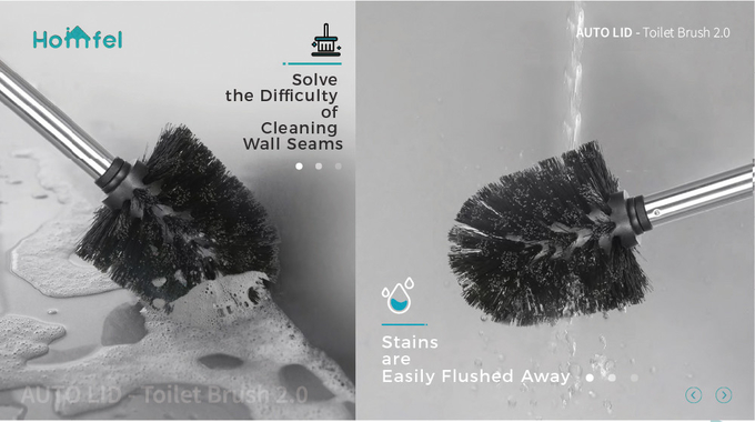 Sustainable Stainless Steel Flip Lid Household Cleaning Brush And Holder For Durable Toilet Brush