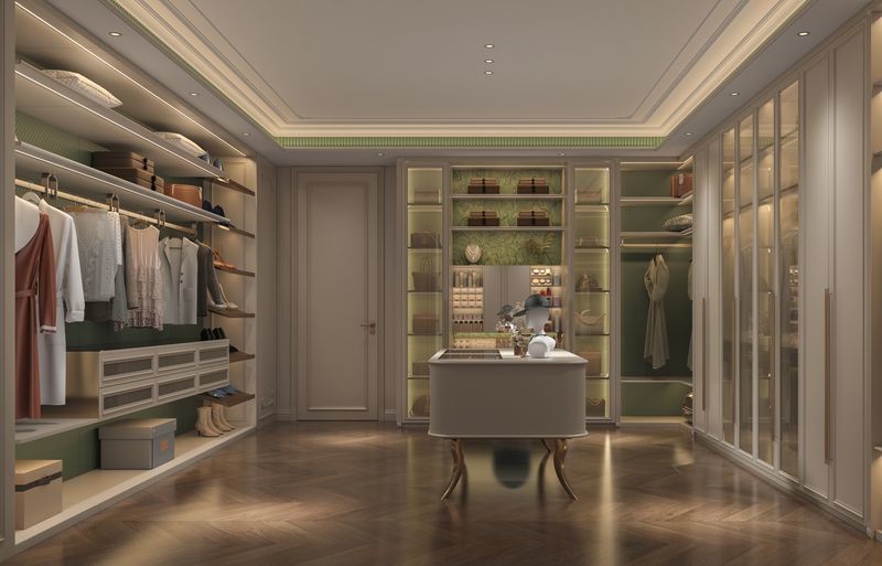 Customizable Ivory Stainless Steel Walk In Closet Systems With Ample Storage