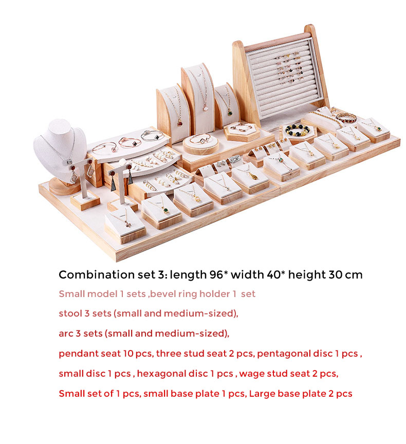 Retail Wood Jewelry Holder Stand Display Set For Necklaces Pendants