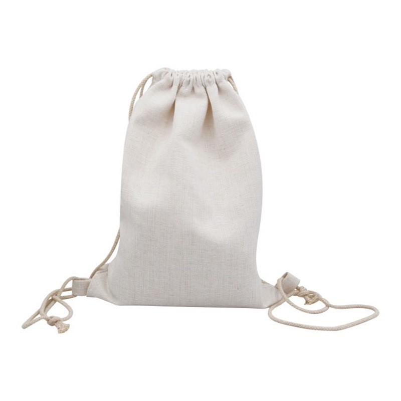 White Linen Sublimation Drawstring Backpack For Sublimation Photos Printing