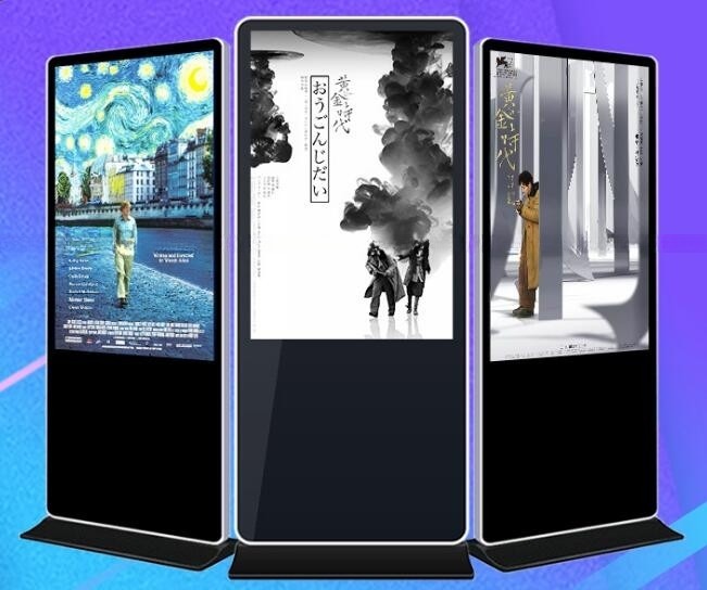 65" inch floor stand LCD totem Kiosk advertising signage monitor UHD 4K resolution supportHD-MI DP VGA input