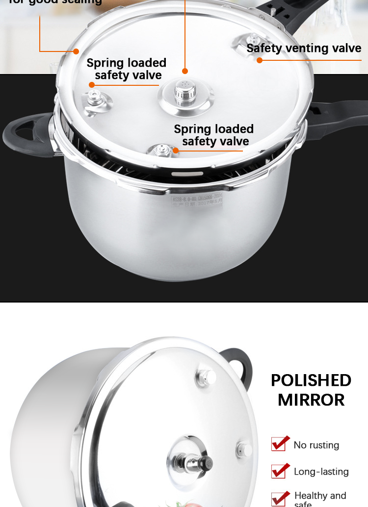 Custom Cookware 304 Stainless Pressure Cooker For Rice Cooking