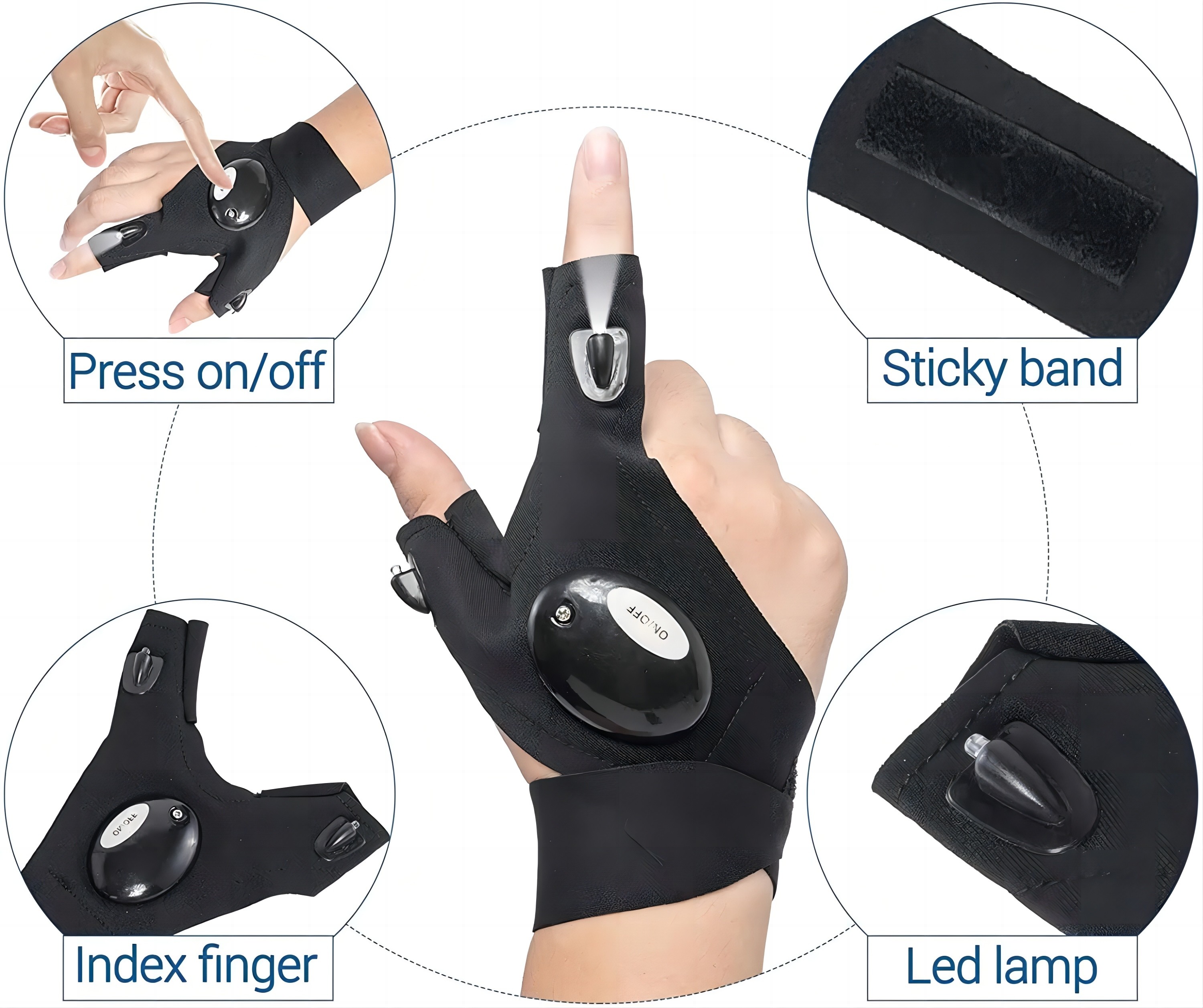 LED Flashlight Fishing Racing Gloves Work Other Sports Gloves Fish Fingerless Home Fishing Gloves