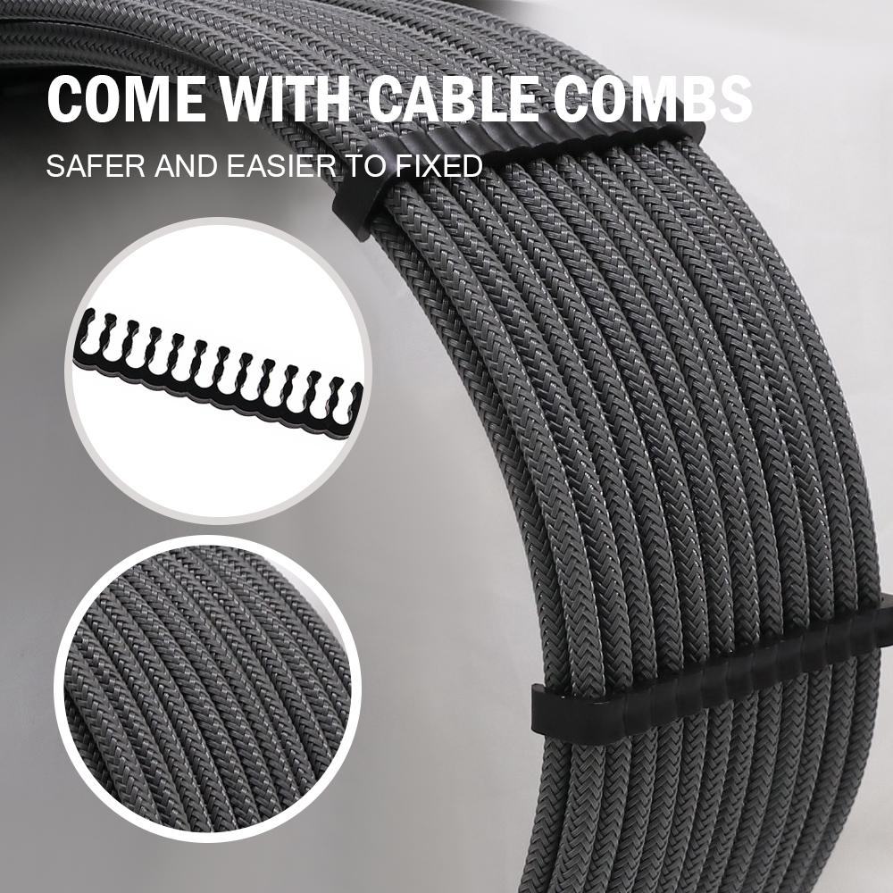 Hot Selling Arc Cable Cotton Sleeved Computer PC ATX Used Male to Female Stripped Curved Extension Cord 300mm