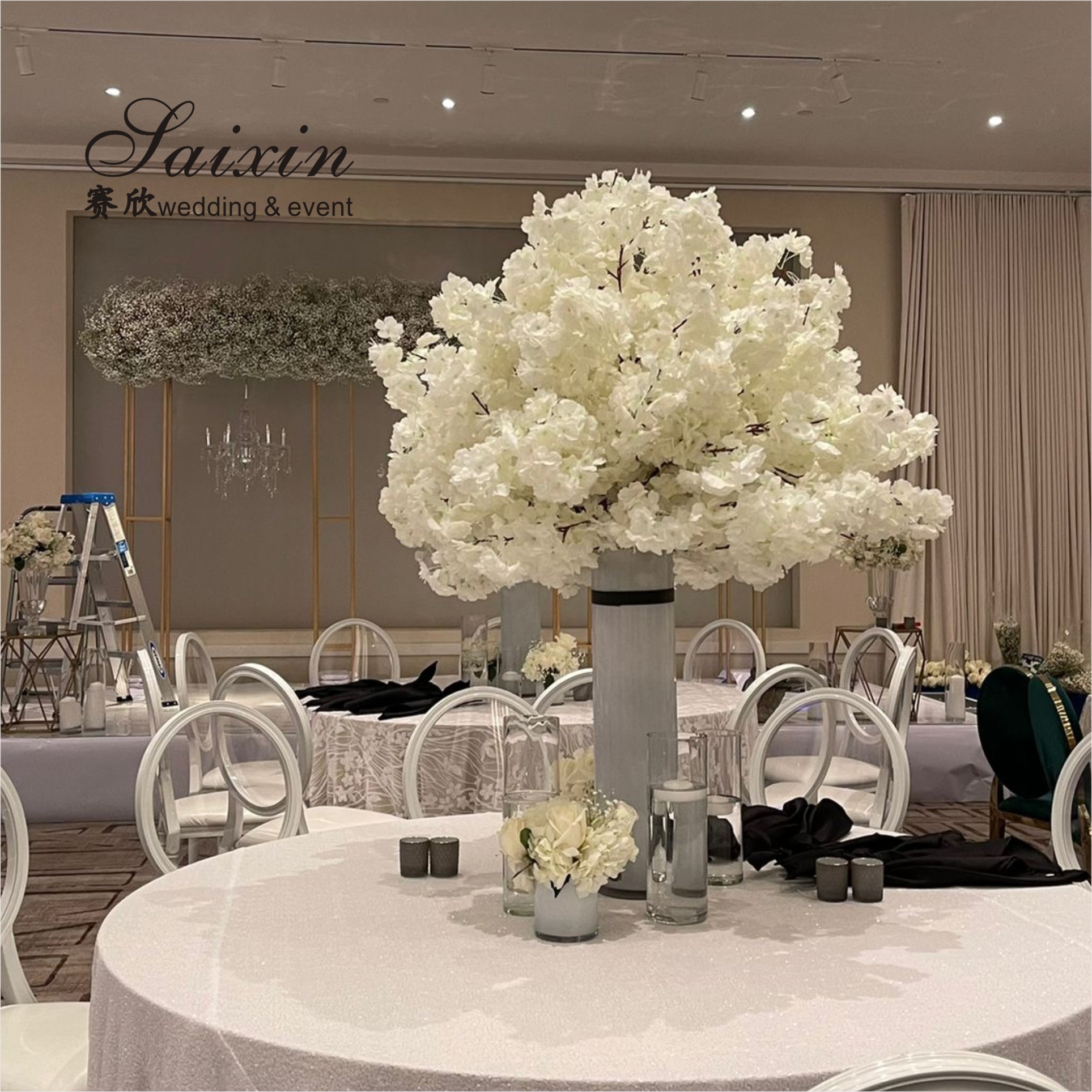 Acrylic Wedding Flower Stand 100cm Gold For Wedding Table Decoration