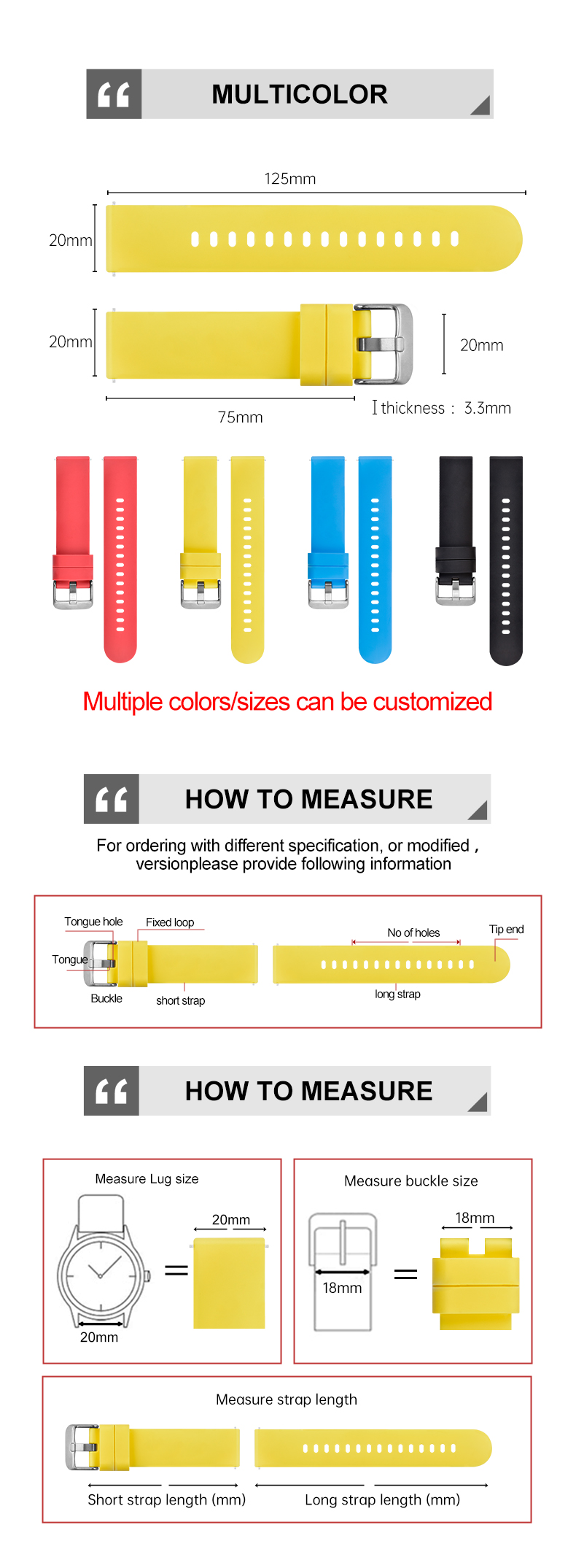 20mm TPU Watch Band With SS 1315S / 1620S Buckle