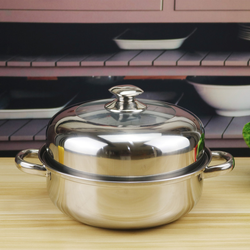 Double Soup Steamer Pot 28cm Household Non Stick Cookware Set