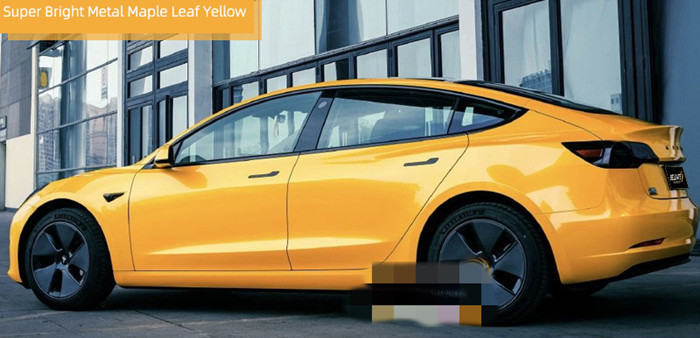 Metallic Maple Leaf Yellow Gloss Car Vinyl Wrap Keep Paint Away From Scratches