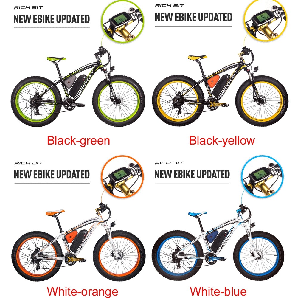 US EU STOCK Rich Bit 012 Fat Tyre Hybrid E Bike For All Terrain 1000w 48v 12.5ah 26 Inch