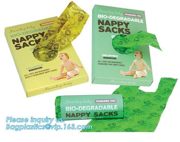 green tie handle scented disposable diaper sacks, Fragrance Box Packed Plastic Nappy Bags Sacks, Nappy Baby Disposable D
