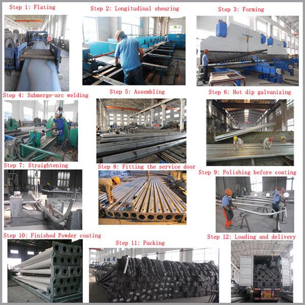 Sided Multi Sided 8m 25 KN Metal Utility Poles For Overhead Electric Power Tower 0