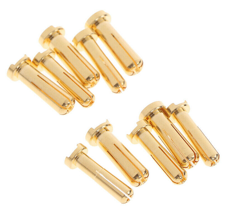 4/5mm Bullet Banana Plug Connector Male Female Gold Plated For RC Battery Part