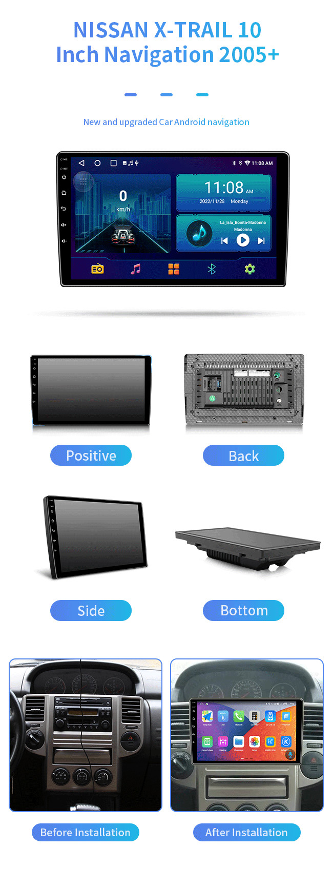 10inch NISSAN X TRAIL Navigation System Car Digital Radio Support WiFi
